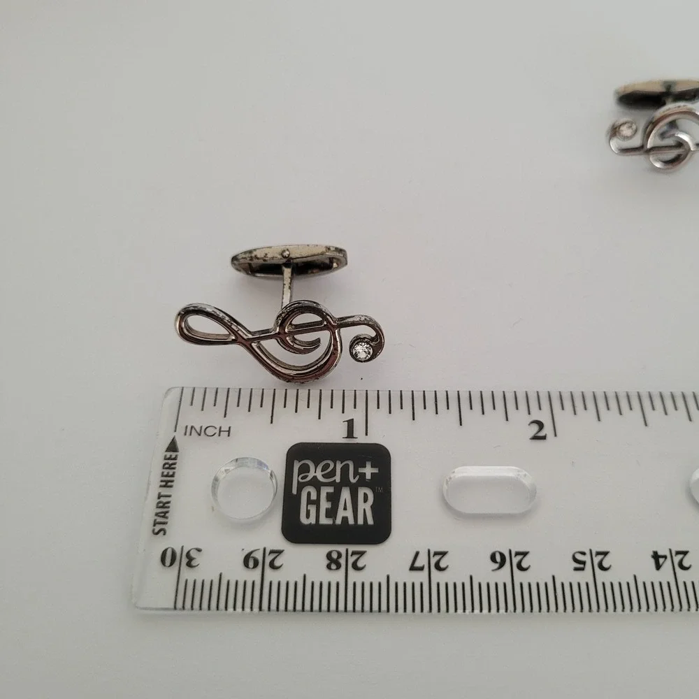 Dolce‎ & Gabbana Mens Treble Clef Musical Note Cufflinks Silver Tone Made Italy